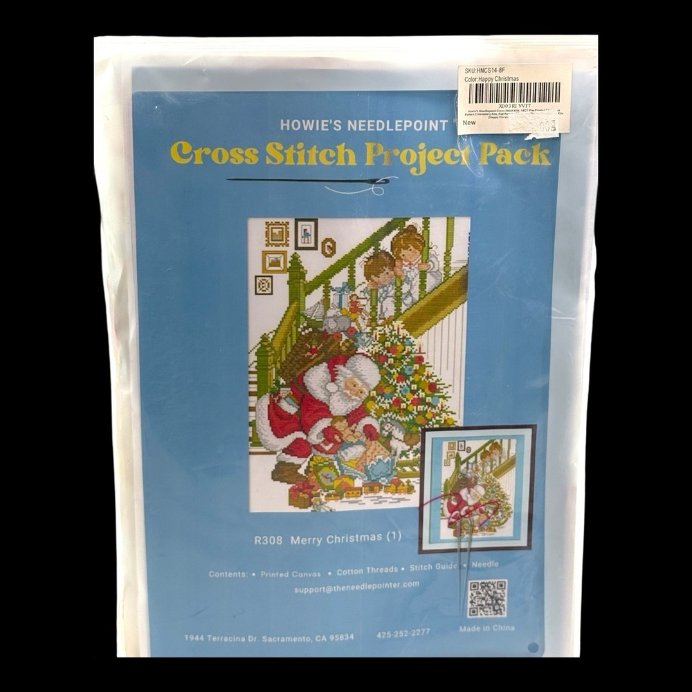 Howie's Needlepoint Cross Stitch Project Pack R308 Merry Christmas Santa Claus